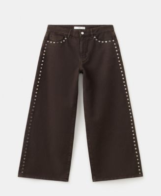 MANGO - Women's Wide Leg Studded Jeans