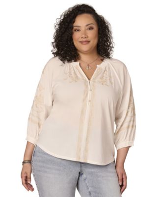 Democracy - Plus Size Ruffle Edge Neck Top