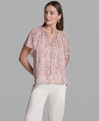 BCBG - Women's Short-Sleeve V-Neck Top