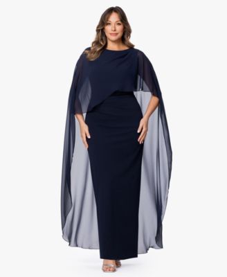 XSCAPE - Plus Size Crewneck Sheath Gown