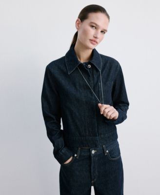MANGO - Women's Pockets Fitted Denim Jacket