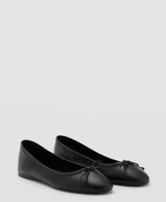MANGO - Women's Bow Leather Ballet Flats
