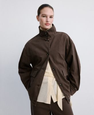 MANGO - Women's Pockets Oversized Denim Barn Jacket