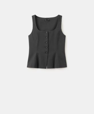 MANGO - Women's Peplum Buttoned Vest