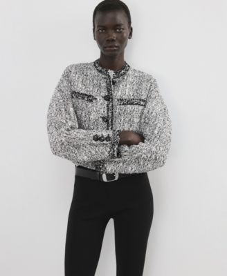 MANGO - Women's Frayed Ends Tweed Jacket