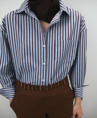 MANGO - Women's Striped Cotton Shirt