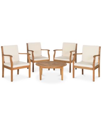 Safavieh - Fadell Outdoor 5-Pc. Seating Set (4 Chairs & 1 Coffee Table), Quick Ship
