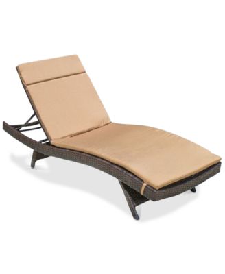Noble House - Outdoor Wicker Adjustable Chaise Lounge with Colored Cushion, Quick Ship