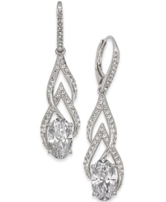 Eliot Danori - Silver-Tone Crystal & Pav&eacute; Drop Earrings
