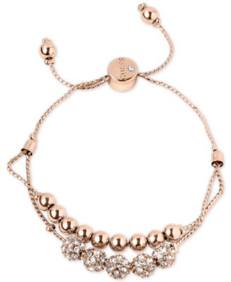 GUESS - Rose Gold-Tone Pav&eacute; Beaded Double-Row Slider Bracelet