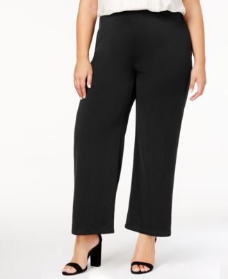 NY Collection - Petite Plus Size Pull-On Wide-Leg Pants