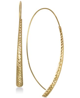 Macy's - Textured Crossover Drop Earrings in 10k Gold