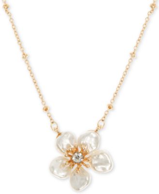 Gold-Tone Crystal Flower Pendant Necklace, 16" + 3" extender image