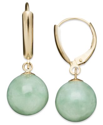 Macy's - 14k Gold Earrings, Dyed Jade Bead Drop Earrings