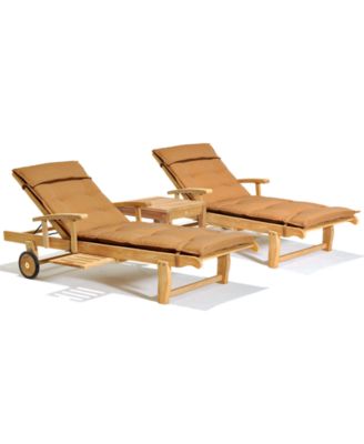 Bristol Outdoor Teak 3-Pc. Chaise Set (2 Chaise Lounge and 1 End Table), Created for Macy's  image