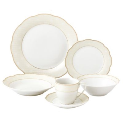 Lorren Home Trends - 24 Piece Wavy Dinnerware-Porcelain-Srvice for 4-Tova