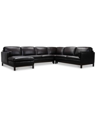 CLOSEOUT! Virton 136" 4-Pc. Leather Chaise Sectional Sofa, Created for Macy's image