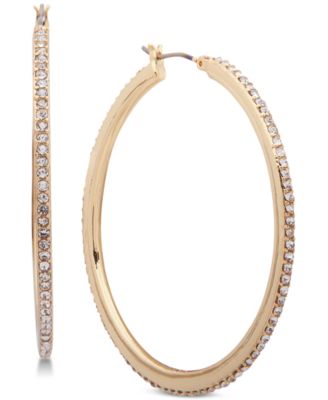 DKNY - Gold-Tone Crystal Pav&eacute; Hoop Earrings