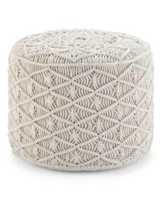 Simpli Home - Coates Round Pouf, Quick Ship