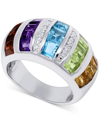 Macy's - Multi-Gemstone (4-3/4 ct. t.w.) & Diamond Accent Statement Ring in Sterling Silver