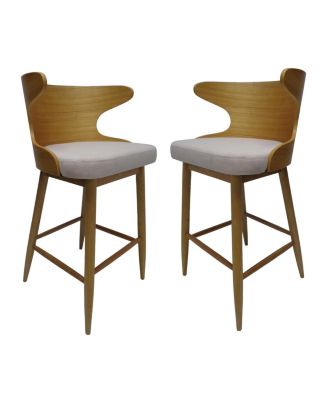 Noble House - Karlin Mid Century Modern Barstools (Set of 2), Quick Ship