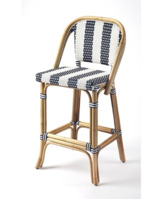 Butler - Lila Stripe Rattan Bar Stool, Quick Ship
