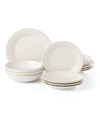 French Perle Groove 12 Pc Dinnerware Set, Service for 4 image