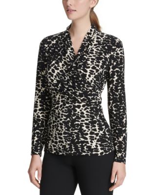 DKNY - Petite Printed Surplice Top