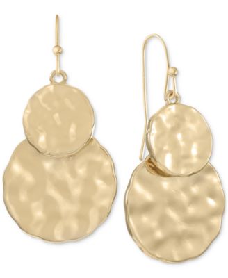 Style & Co - Gold-Tone Double Hammered Disc Drop Earrings
