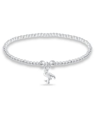 Bead Flamingo Charm Bracelet in Silver Plate image