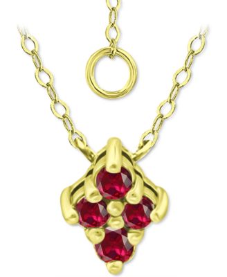 Giani Bernini - Lab-Grown Ruby Cluster Pendant Necklace, 16" + 2" extender,
