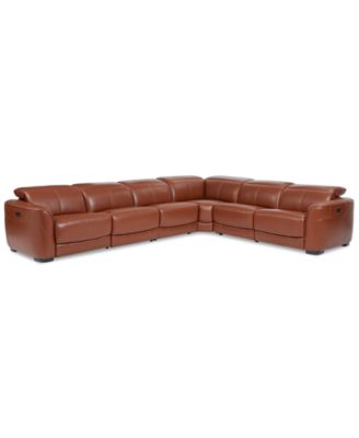 CLOSEOUT! Lexanna 6-Pc. Leather Sectional with 2 Power Motion Recliners, Created for Macy's image