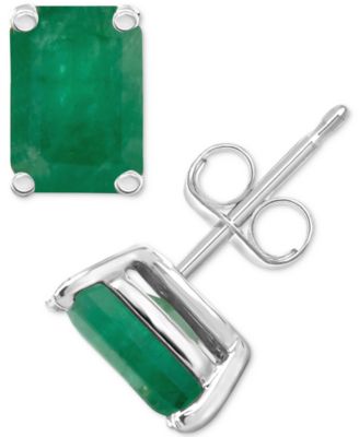 Macy's - Emerald Stud Earrings (1-1/8 ct. t.w.) in 14k White Gold (Also in Ruby)