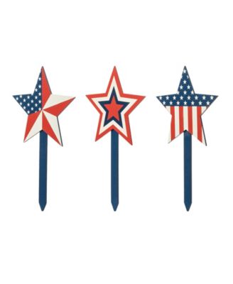 Wooden Patriotic Star Yard Stake, Set of 3 image
