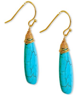 MINU Jewels - 10k Gold-Plated Turquoise Reka Wire Drop Earrings