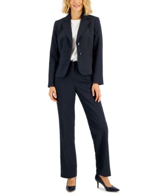 Le Suit - Women's Two-Button Pinstriped Pantsuit