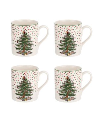 Christmas Tree Polka Dot Mugs, Set of 4 image