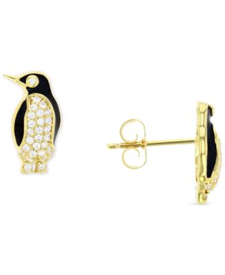 Macy's - Cubic Zirconia Pav&eacute; Penguin Stud Earrings