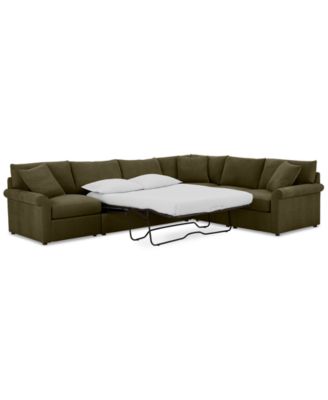 CLOSEOUT! Wrenley 137" 5-Pc. Fabric L-Shape Modular Sleeper Sectional Sofa, Created for Macy's image