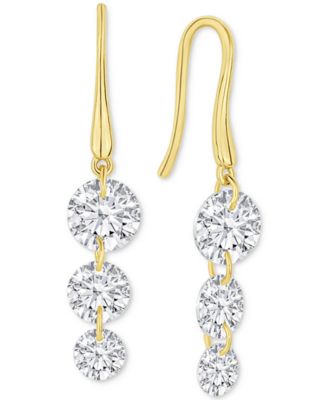 And Now This - Cubic Zirconia Graduated Linear Drop Earrings