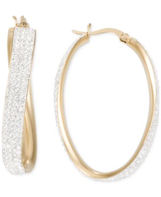 Macy's - Crystal Pav&eacute; Wavy Oval Hoop Earrings