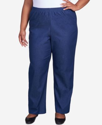 Alfred Dunner - Plus Size Denim Pull-On Straight-Leg Pants