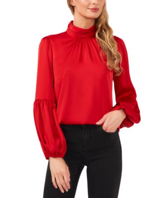 CeCe - Women's Blouson-Sleeve Mock-Neck Blouse