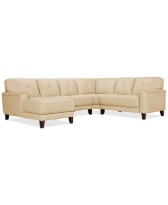 CLOSEOUT! Ashlinn 120" 4-Pc. Pastel Leather Sectional, Created for Macy's image