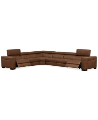 Rinan 158" 6-Pc. Leather Sectional with 2 Power Recliners, Created for Macy's image