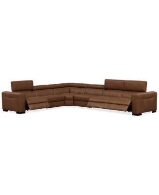 Furniture - 158" 6-Pc. Leather Sectional with 3 Power Recliners