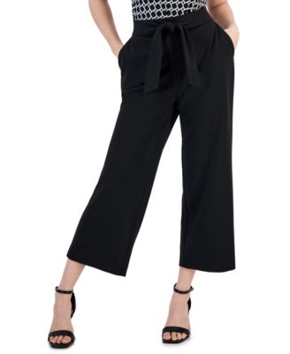 Anne Klein Essentials - Petite Tie-Front Pull-On Wide-Leg Pants