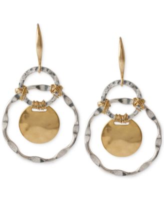 Two-Tone Wire-Wrapped Orbital Circle Drop Earrings image