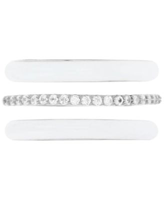 Macy's - 3-Pc. Set Enamel & Cubic Zirconia Stack Ring in Sterling Silver