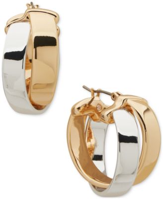 DKNY - Two-Tone Medium Crossover Hoop Earrings